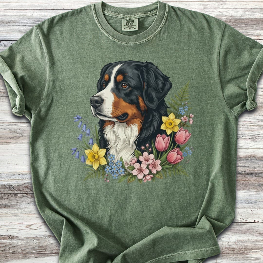 Bernese Mountain Dog Spring Portrait T-Shirt