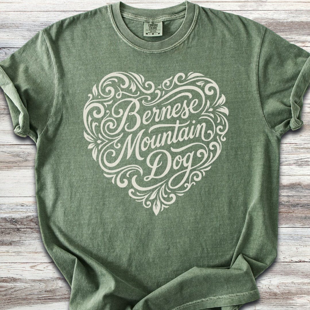Bernese Mountain Dog Heart Script T-Shirt