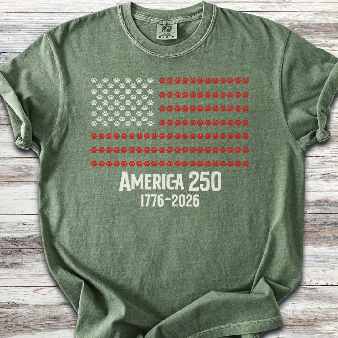 Vintage Red White & Paws 1776-2026 T-Shirt