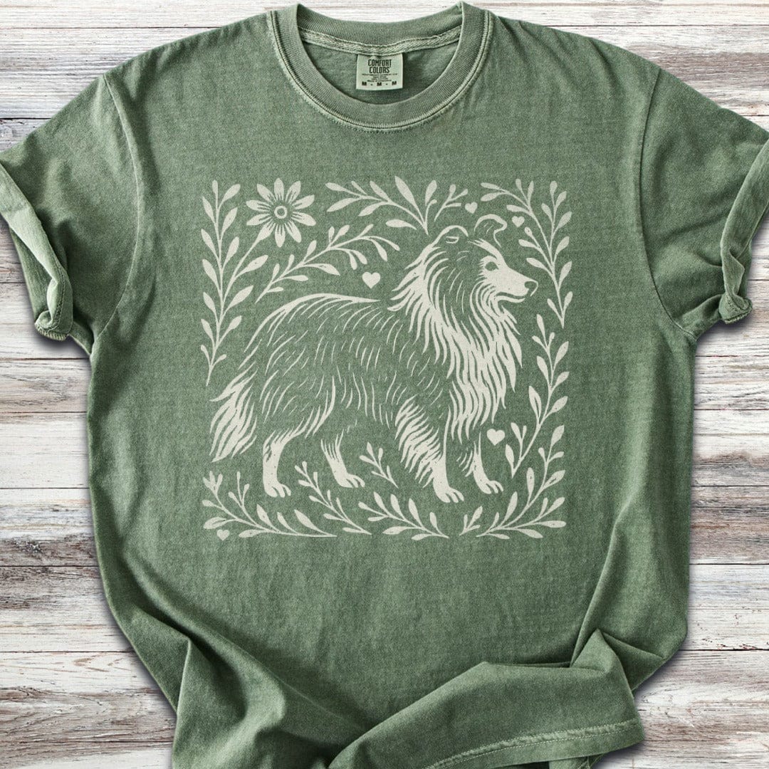 Shetland Sheepdog Linocut T-Shirt