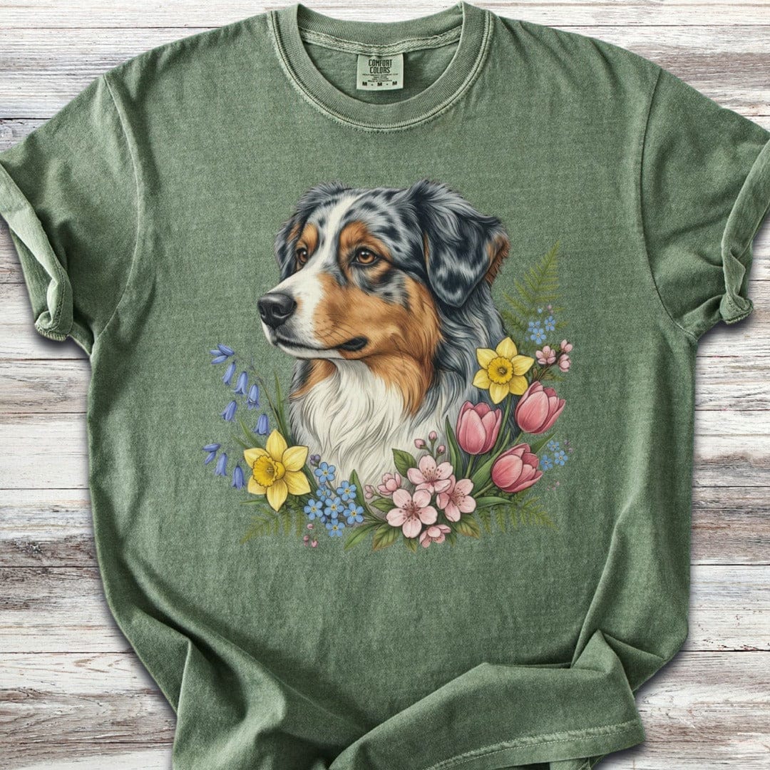 Australian Shepherd Spring Portrait T-Shirt