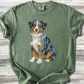 Australian Shepherd Merle Blue Eyes Watercolor T-Shirt