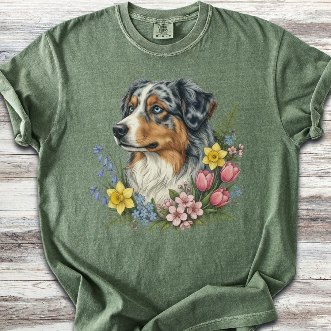 Australian Shepherd Merle Blue Eyes Portrait T-Shirt