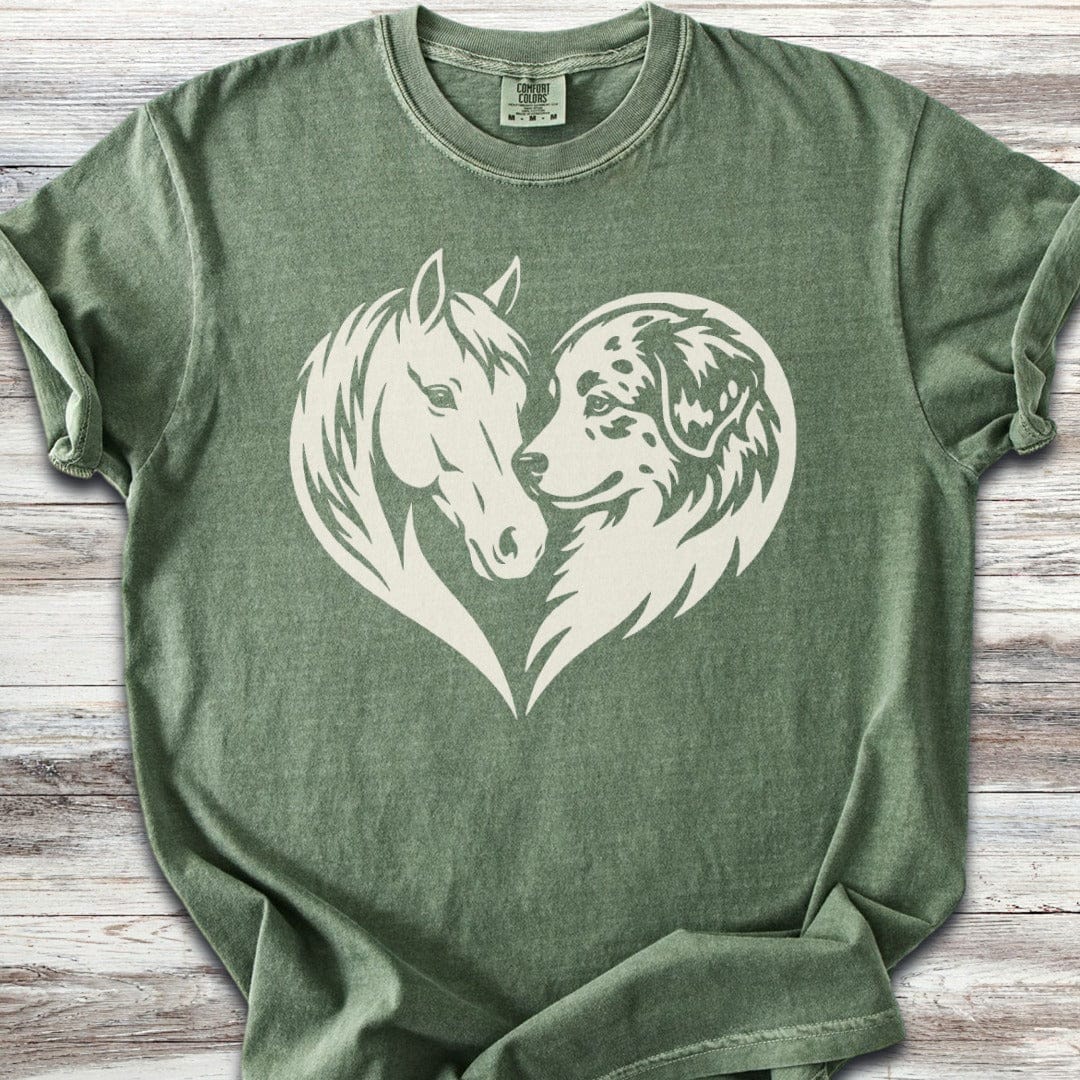 Australian Shepherd Horse Heart Bond T-Shirt