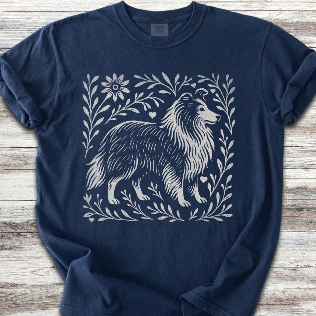 Shetland Sheepdog Linocut T-Shirt