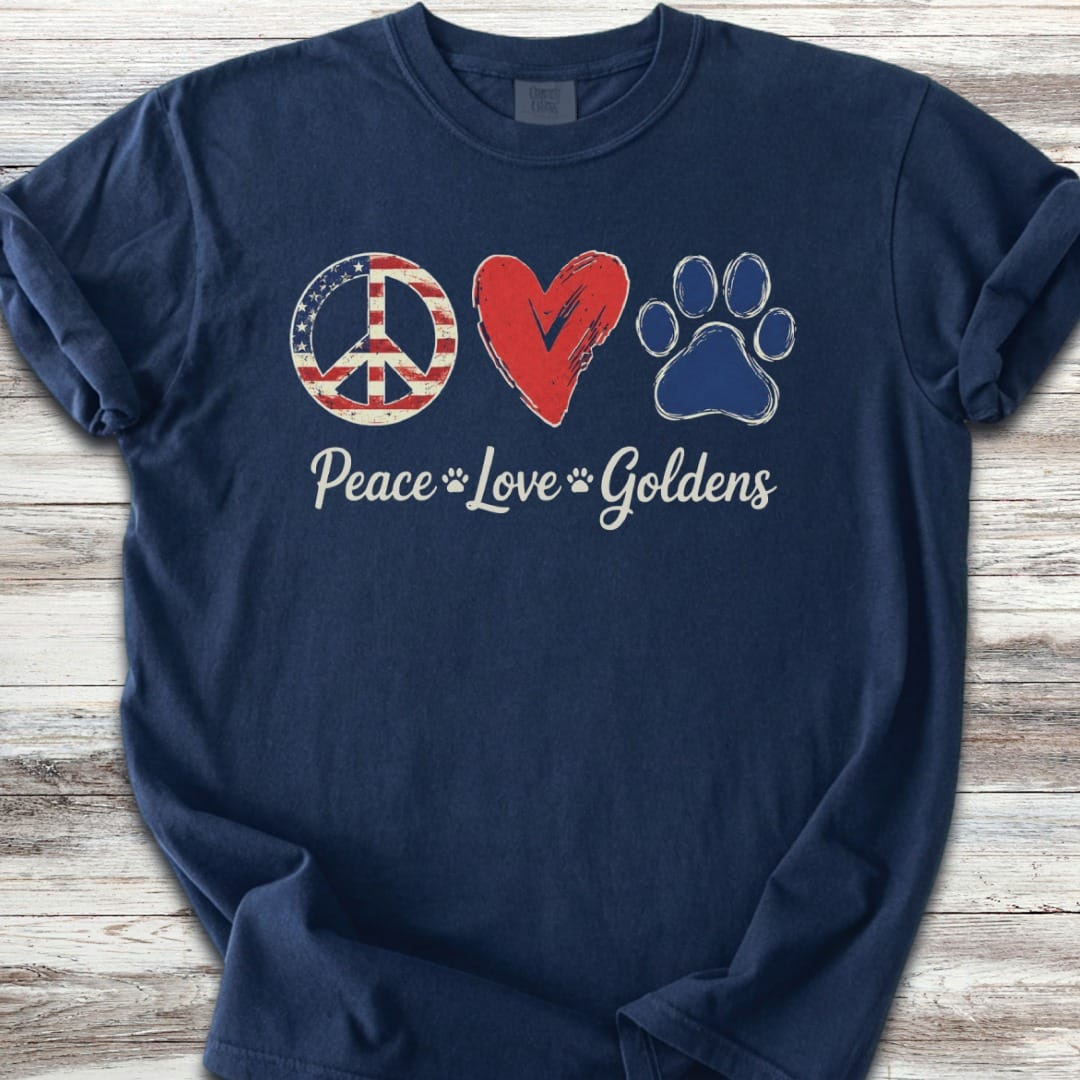 Golden Retriever USA Peace T-Shirt