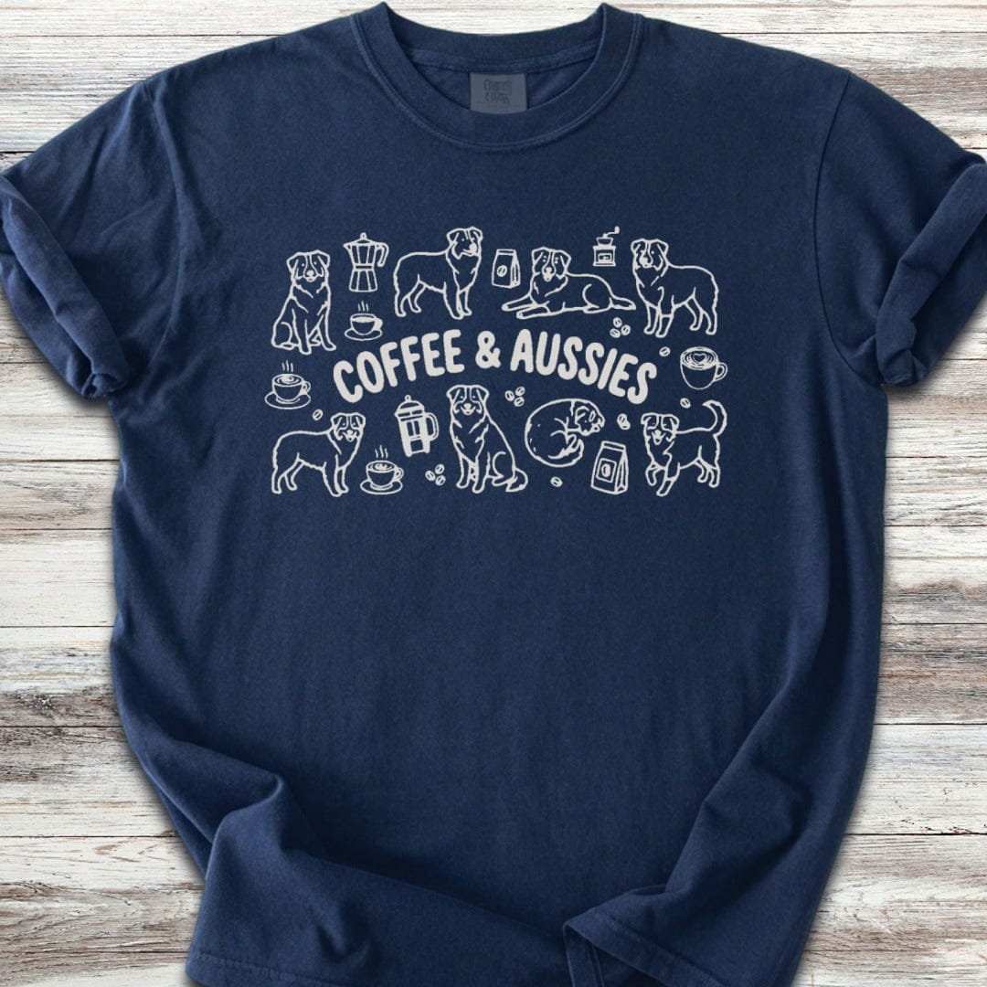 Australian Shepherd Coffee Doodles T-Shirt