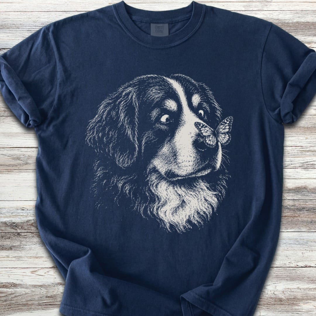 Bernese Mountain Dog Butterfly T-Shirt