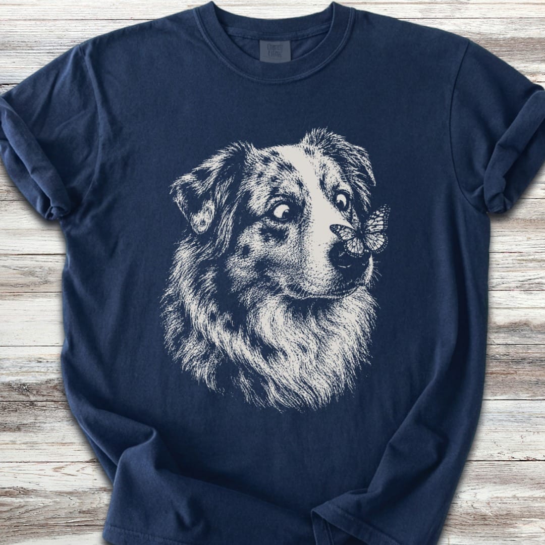 Australian Shepherd Butterfly T-Shirt