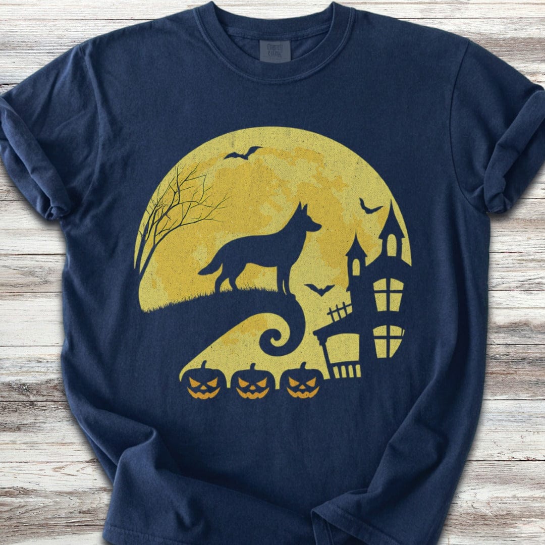 German Shepherd Halloween Moon T-Shirt