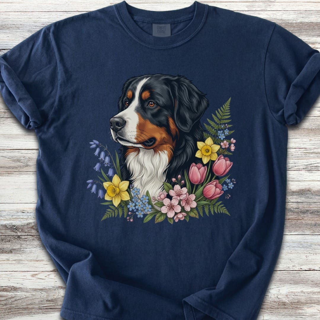 Bernese Mountain Dog Spring Portrait T-Shirt