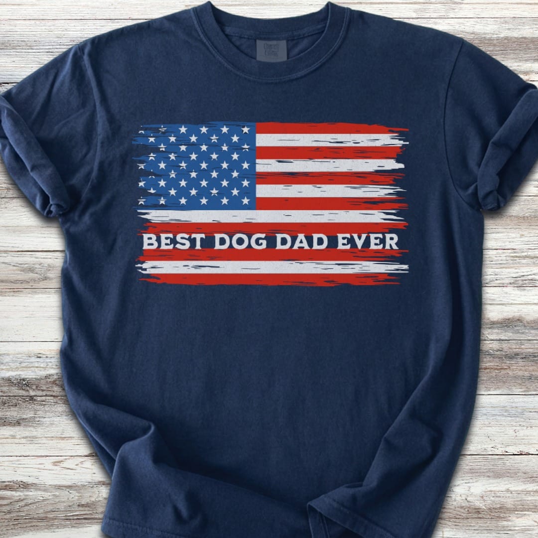 Best Dog Dad Flag T-Shirt