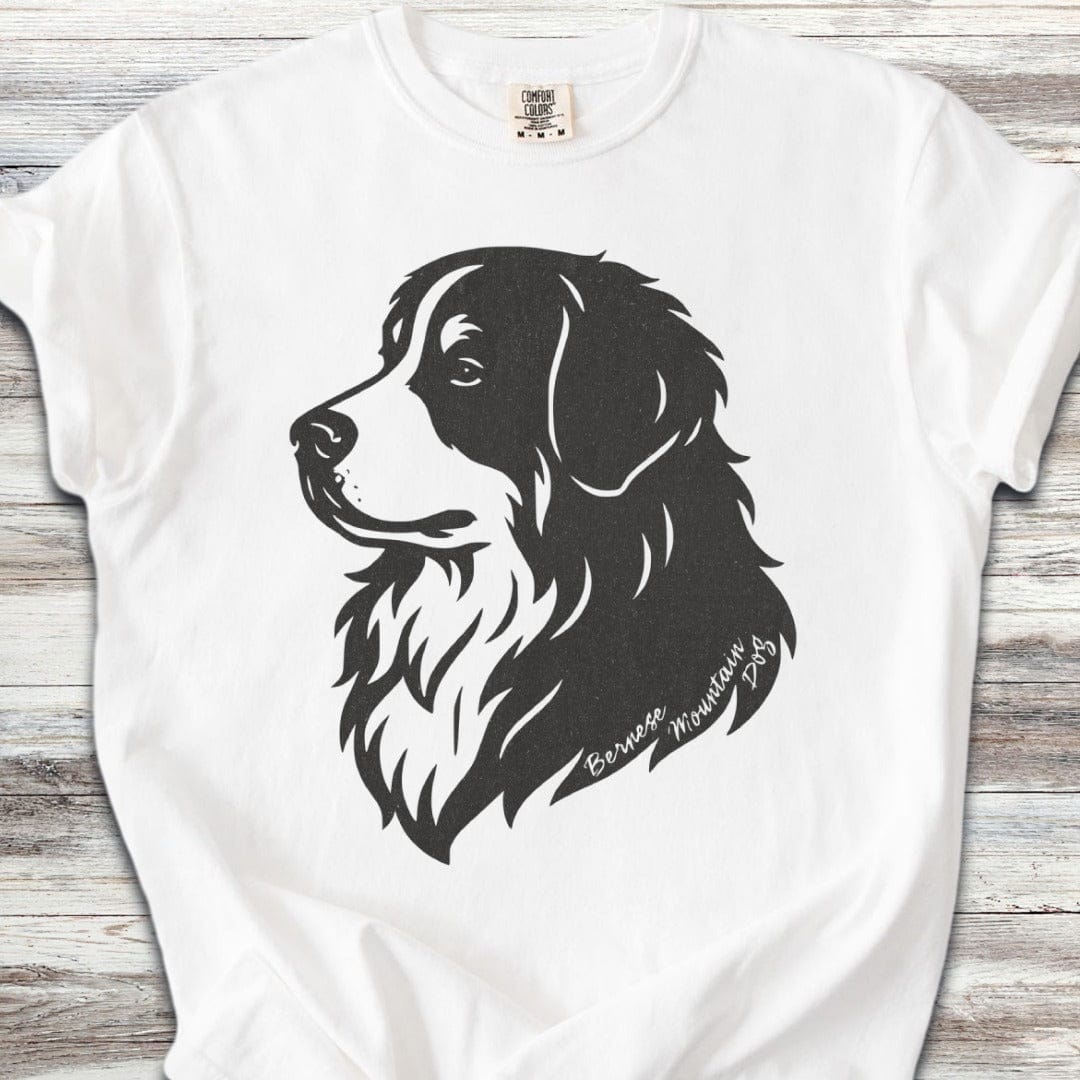 Bernese Mountain Dog Woodcut Portrait T-Shirt