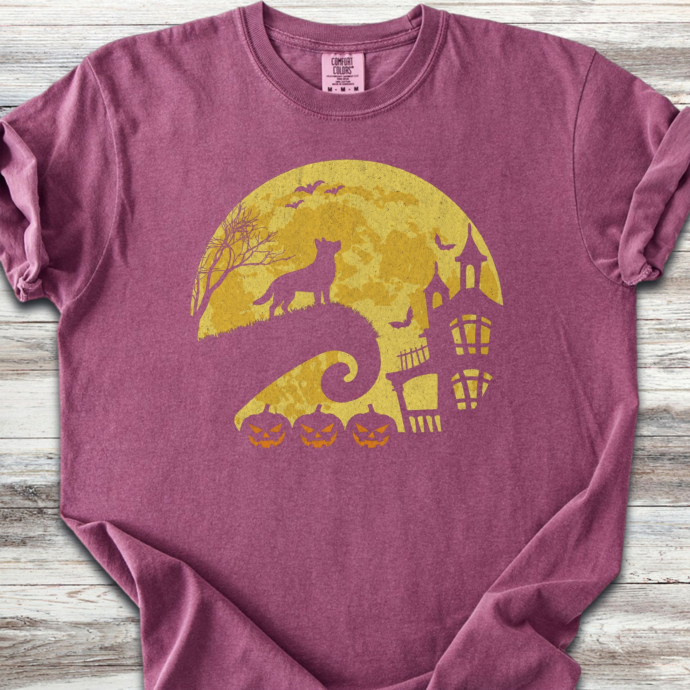 Australian Shepherd Halloween Moon - Berry