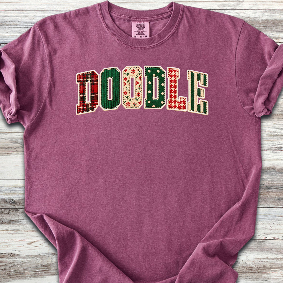 Doodle Holiday Faux Patchwork - Berry