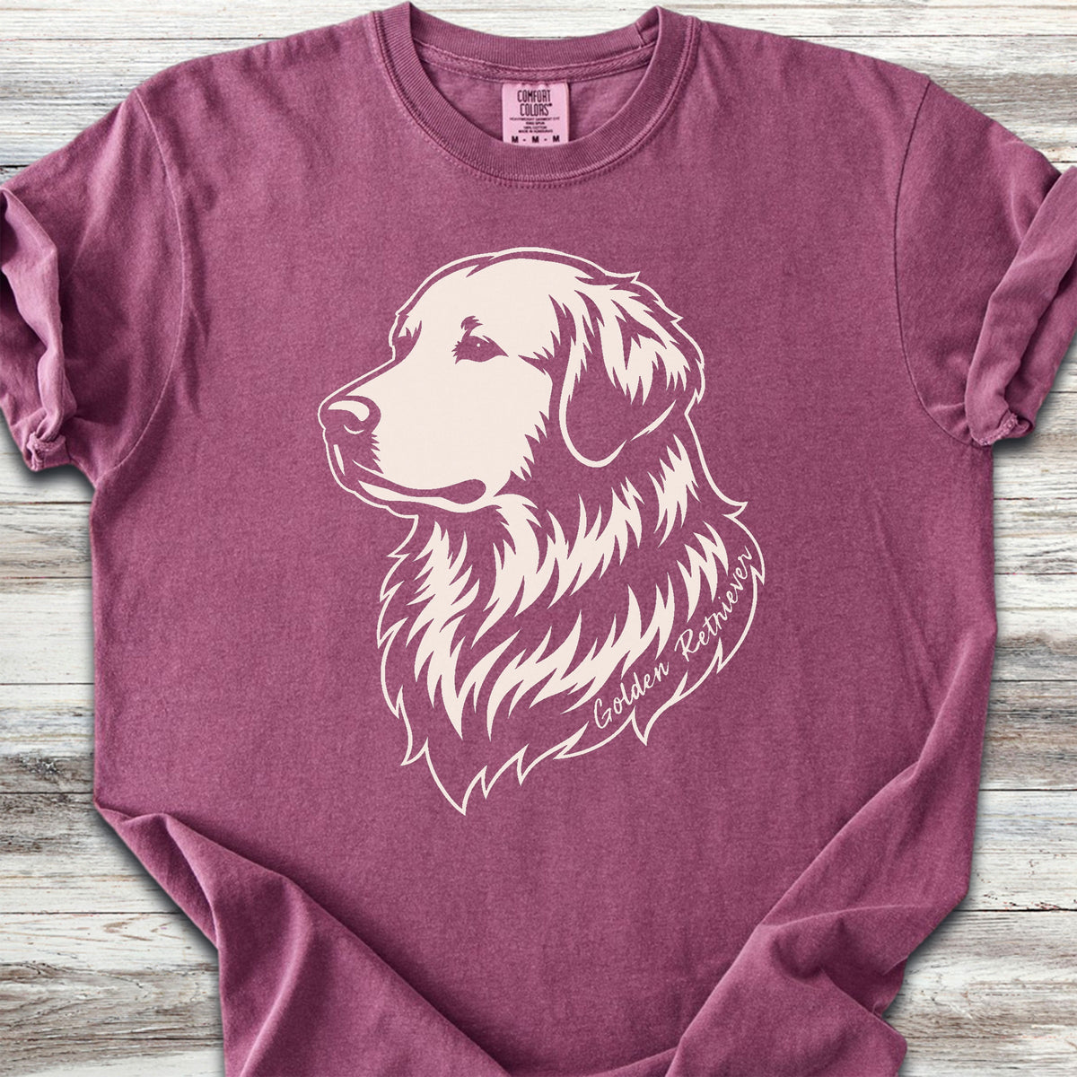 Golden Retriever Woodcut Portrait - Berry
