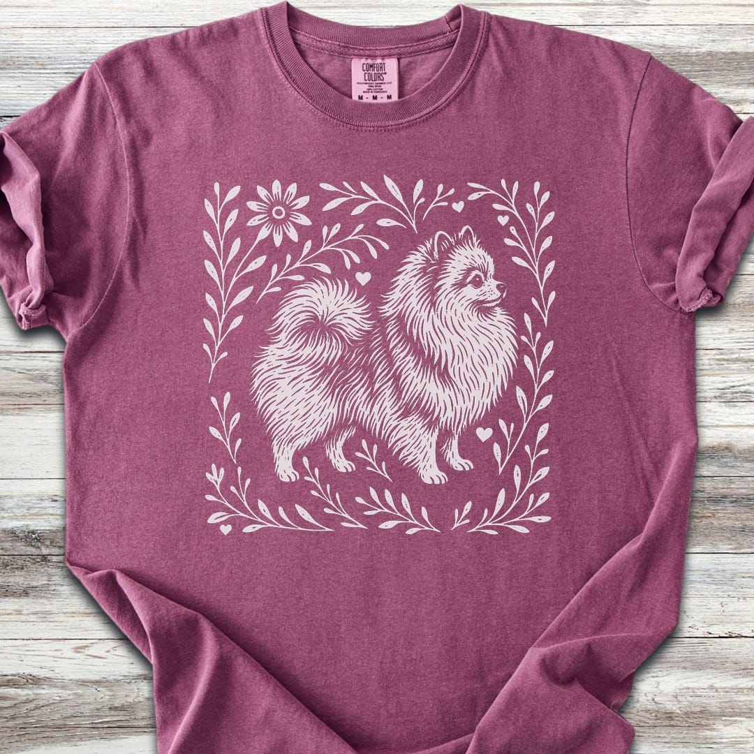 Pomeranian Linocut - Berry