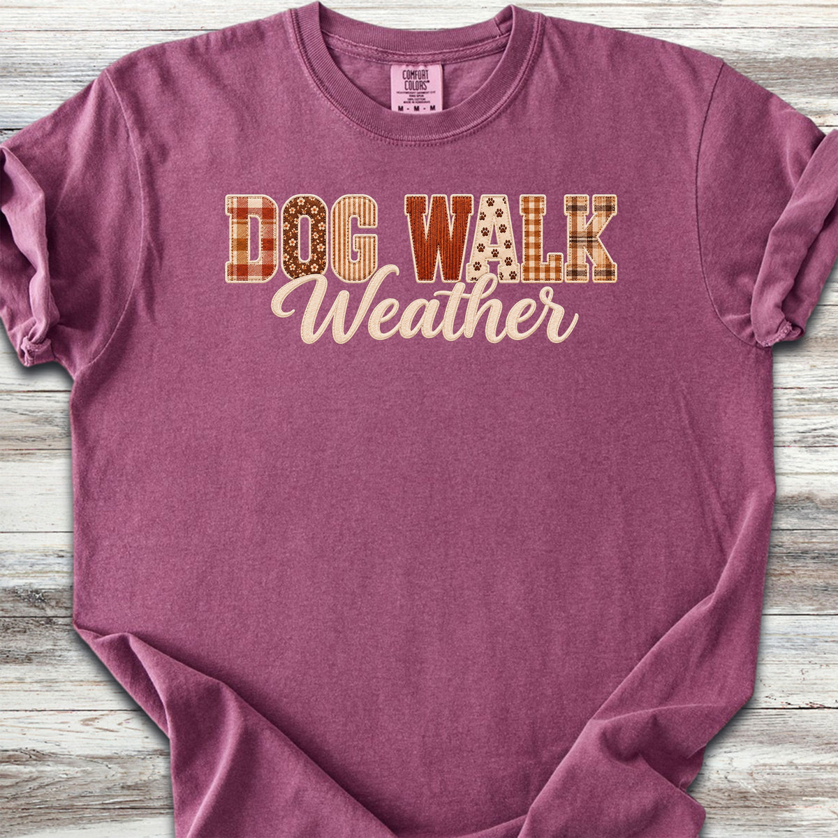 Dog Walk Weather Faux Patchwork - Berry