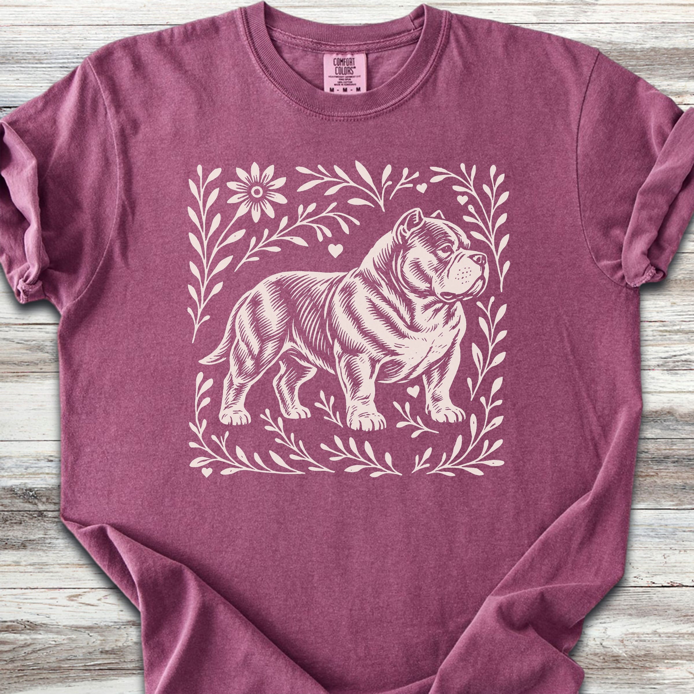 American Bully Linocut - Berry