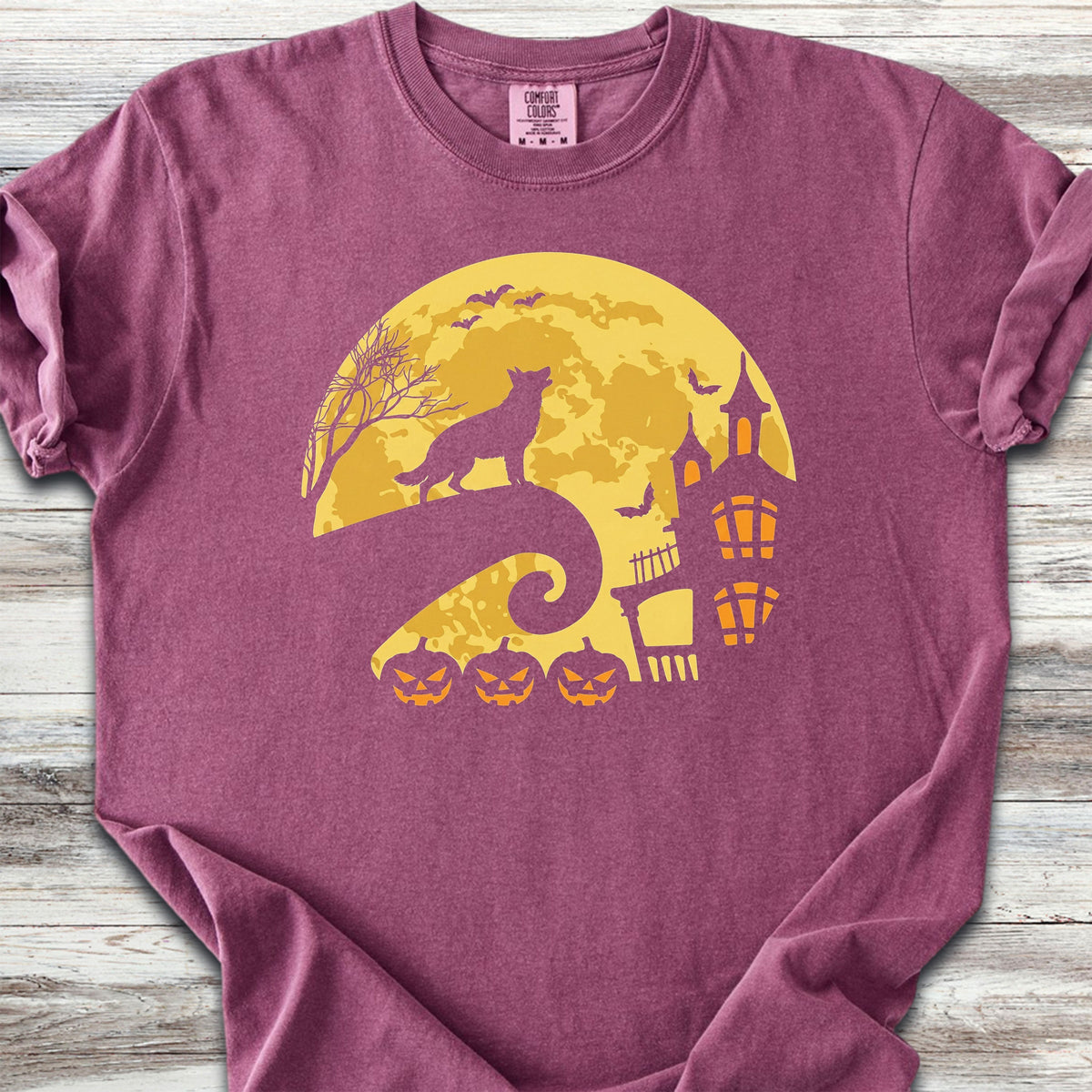 German Shepherd Halloween Moon - Berry