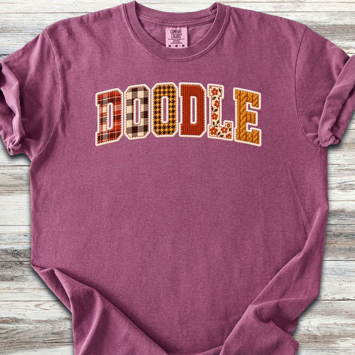 Doodle Fall Faux Patchwork - Berry