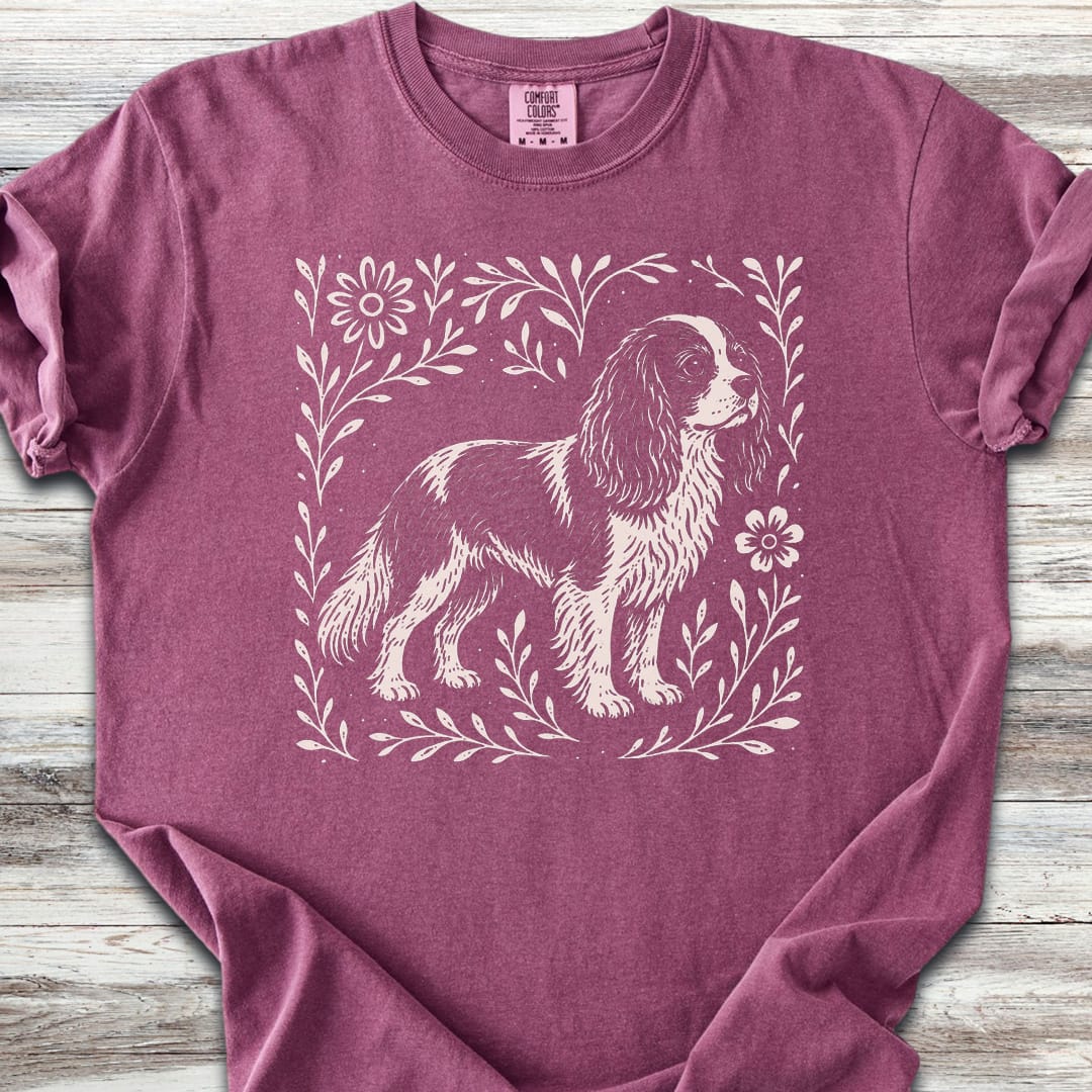 Cavalier King Charles Linocut - Berry