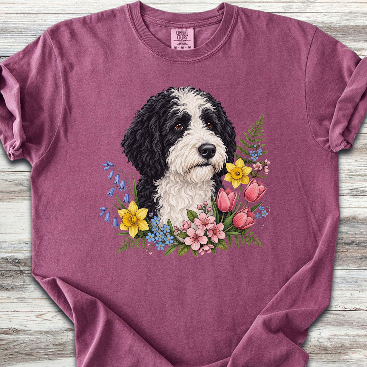 Sheepadoodle Spring Portrait - Berry