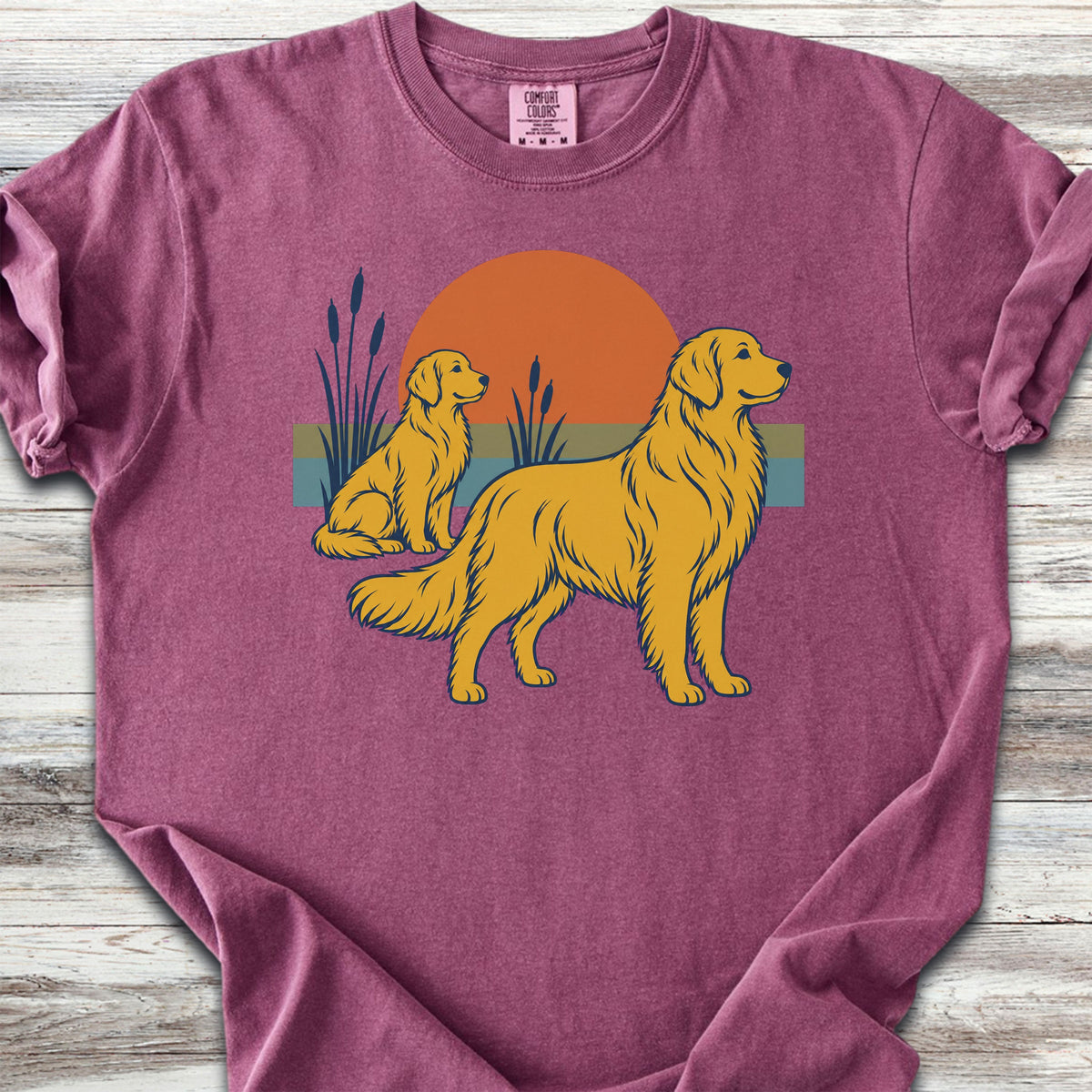 Golden Retriever Retro Sun - Berry