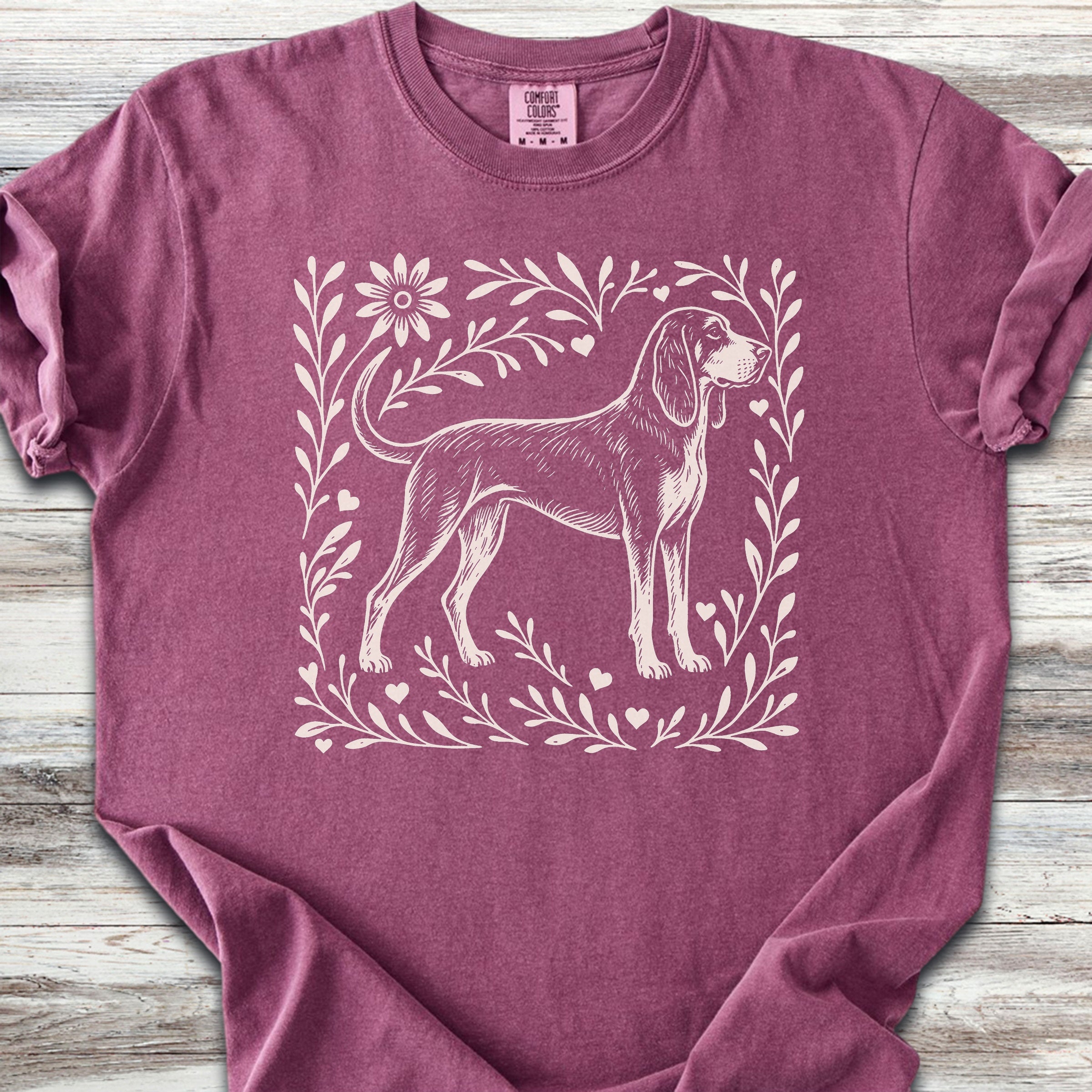 Coonhound Linocut - Berry