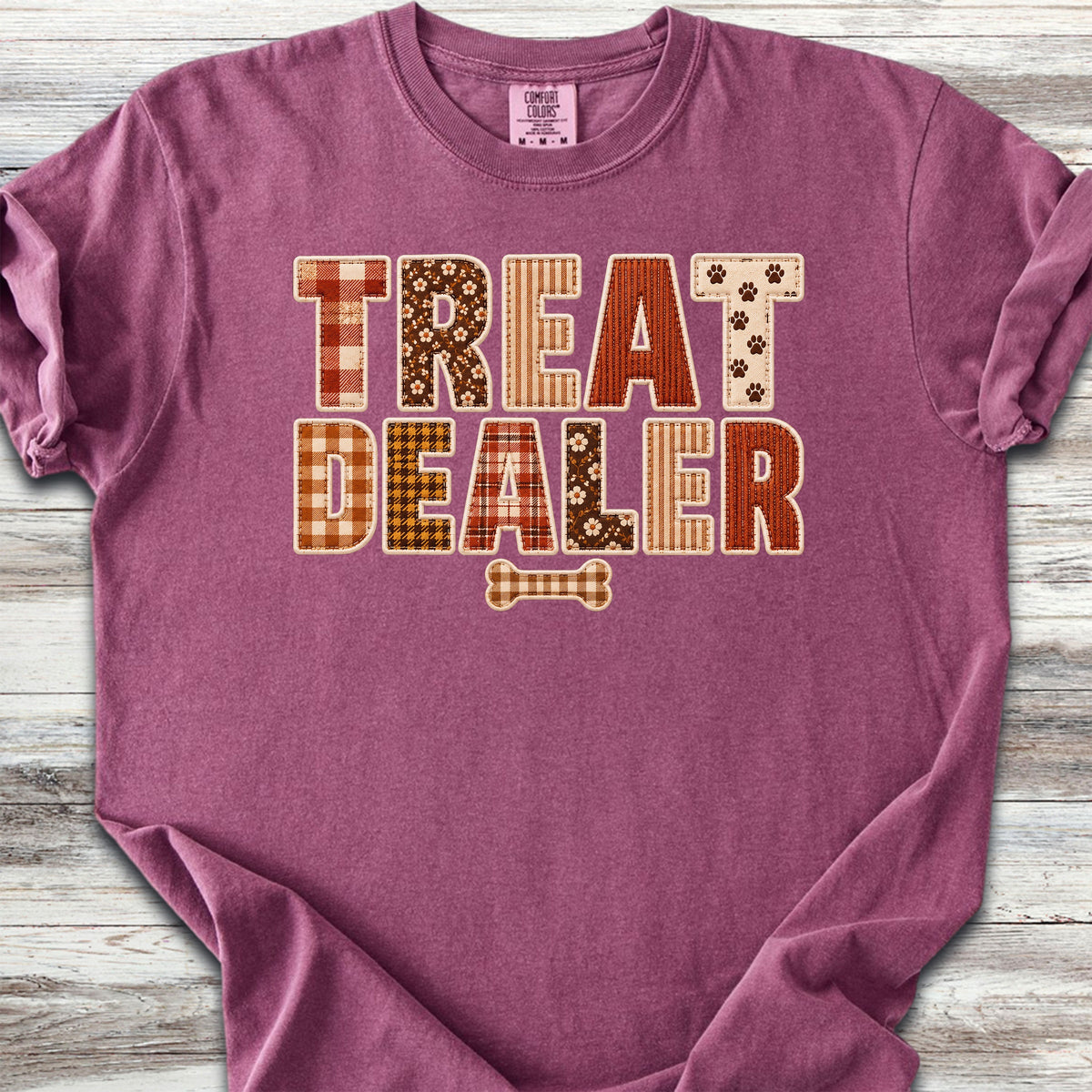 Treat Dealer Fall Faux Patchwork - Berry