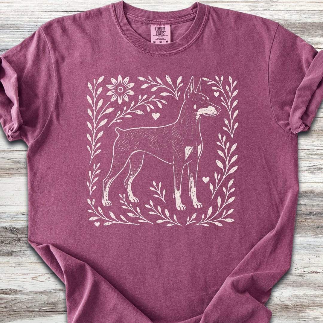 Doberman Linocut - Berry
