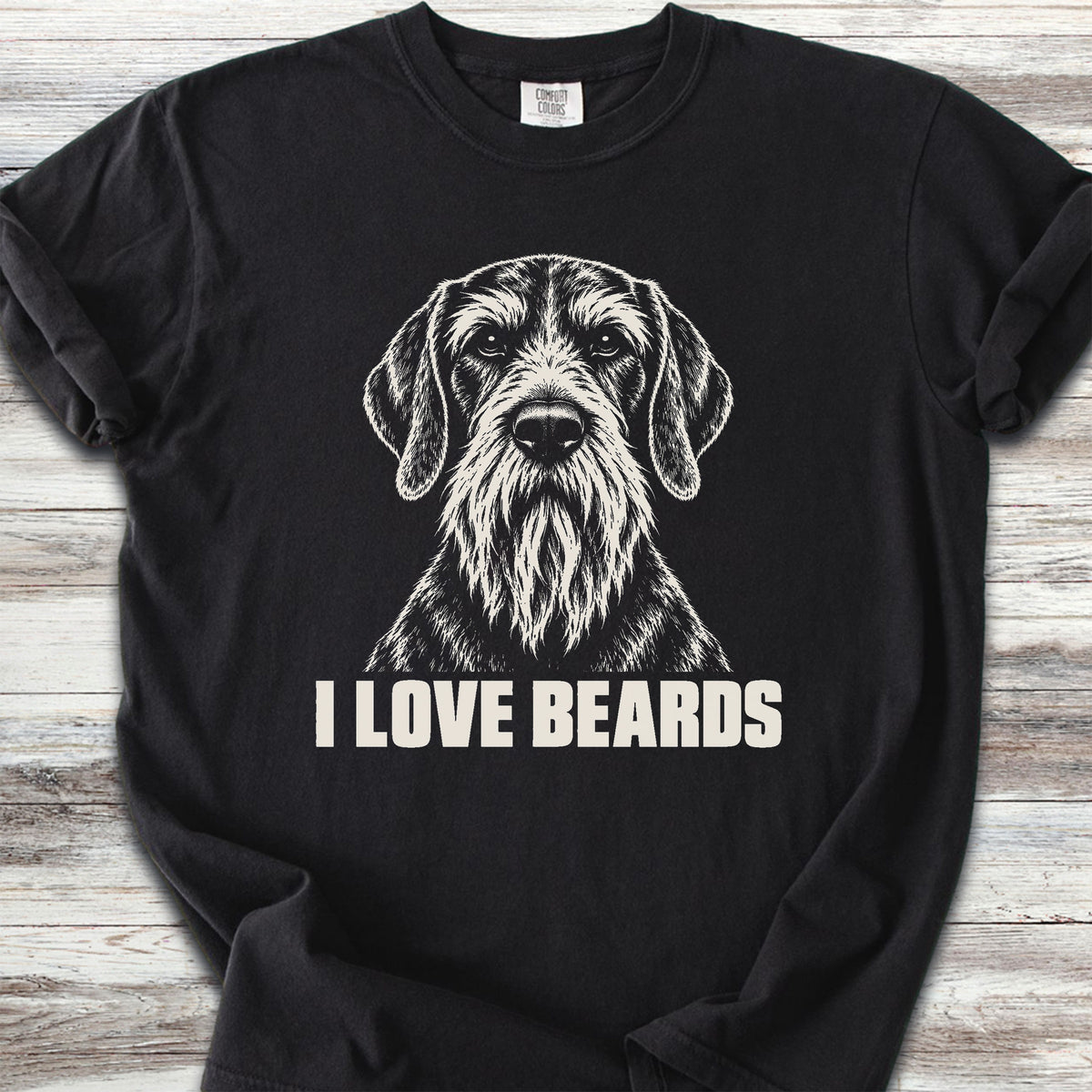 German Wirehaired Pointer I Love Beards - Black