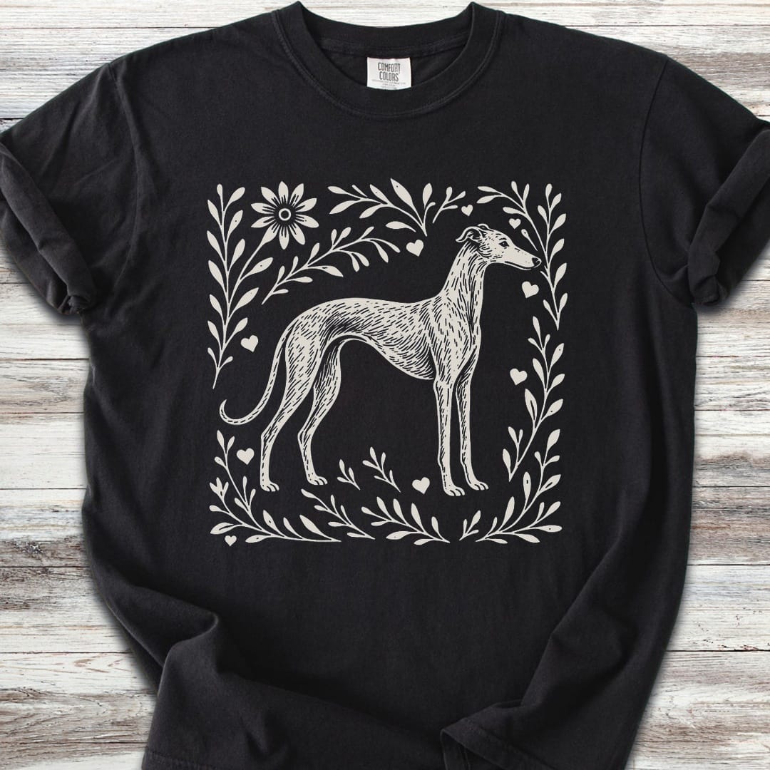 Greyhound Linocut - Black