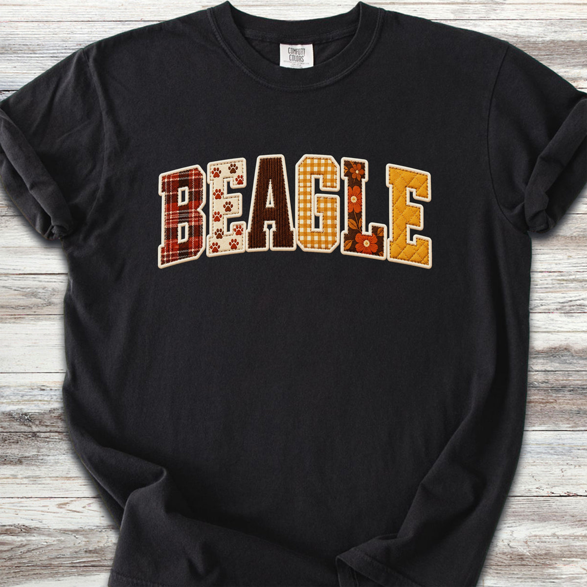 Beagle Fall Faux Patchwork - Black