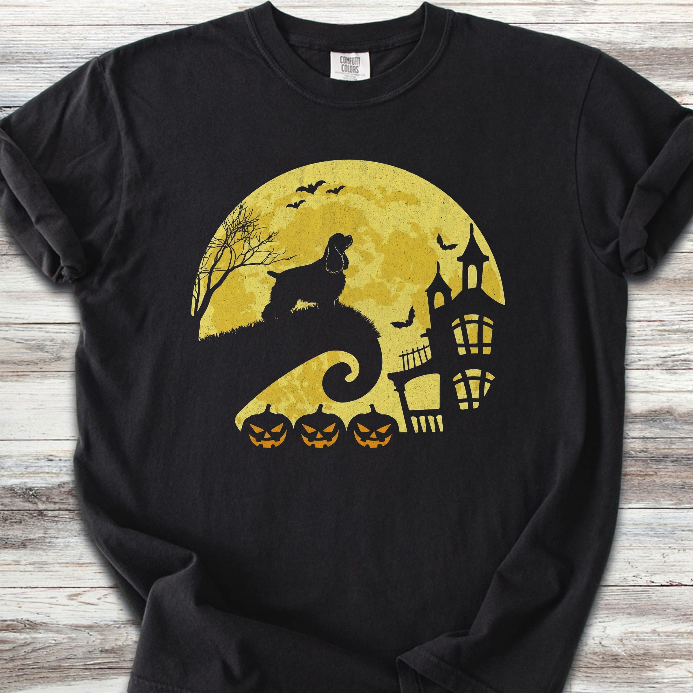 Cocker Spaniel Halloween Moon - Black