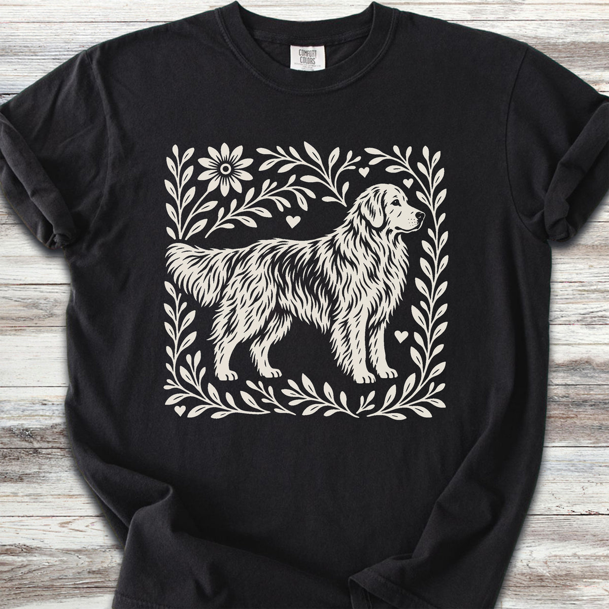 Golden Retriever Linocut - Black