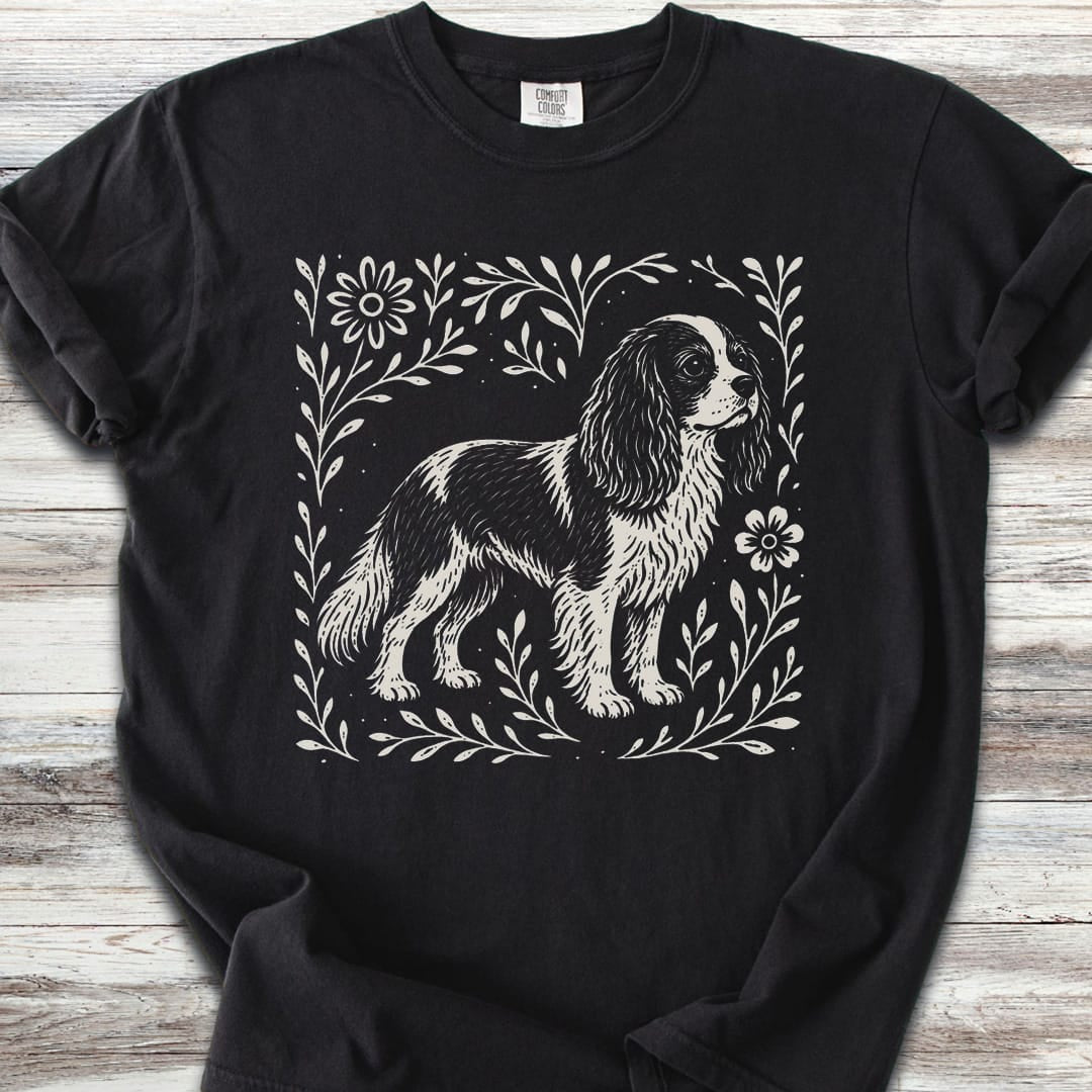 Cavalier King Charles Linocut - Black