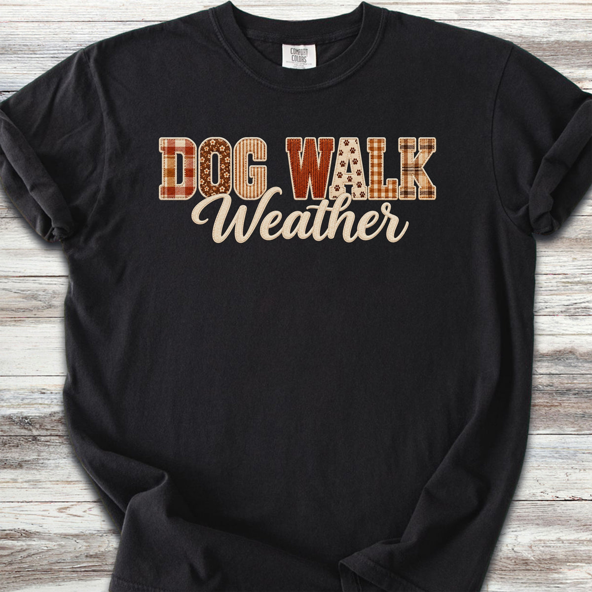 Dog Walk Weather Faux Patchwork - Black