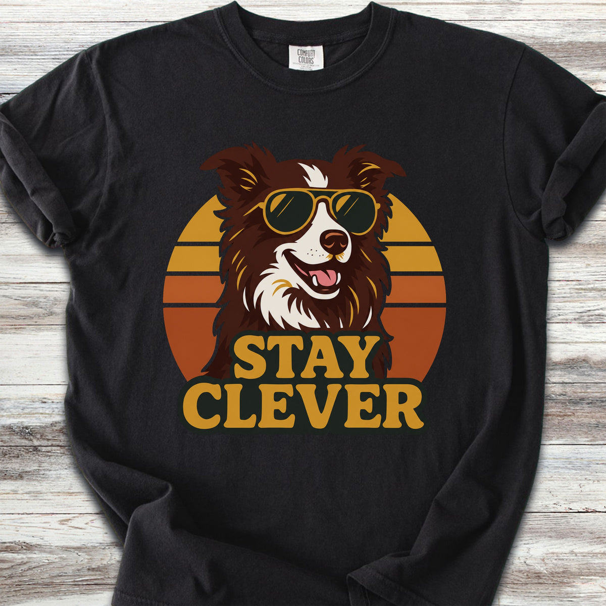 Border Collie Red Stay Clever - Black