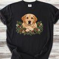 Labrador Retriever Yellow Winter Greenery Faux Embroidery - Black