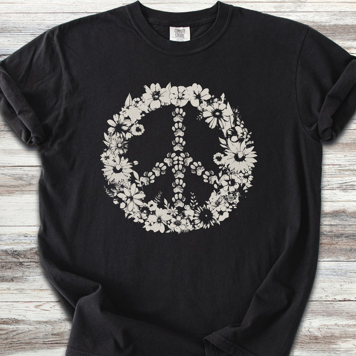 Vintage Floral Peace - Black
