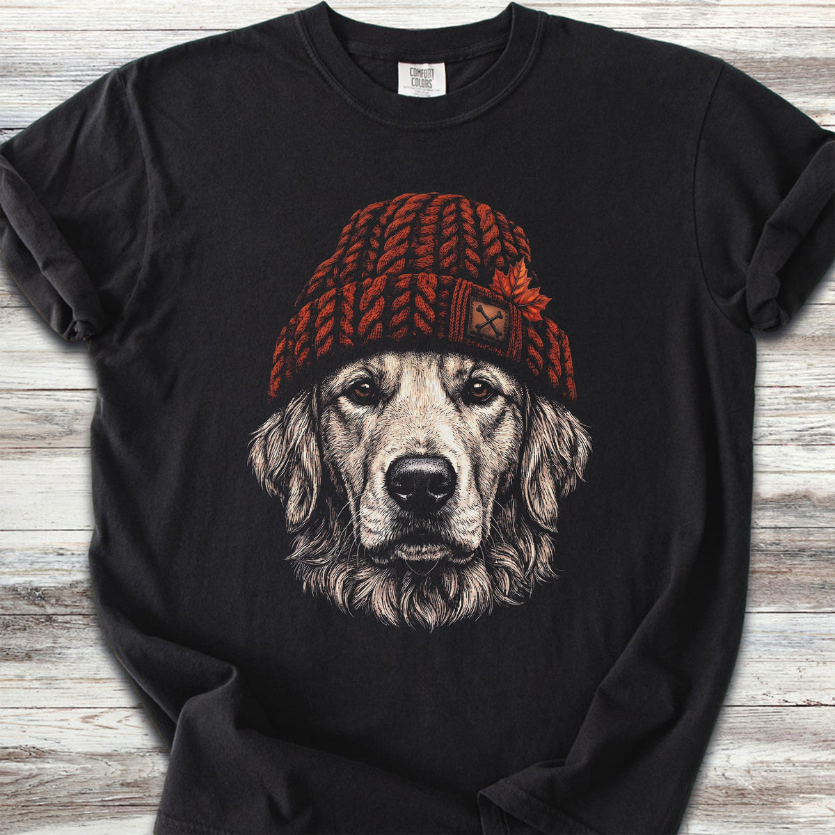 Golden Retriever Maple Beanie - Black