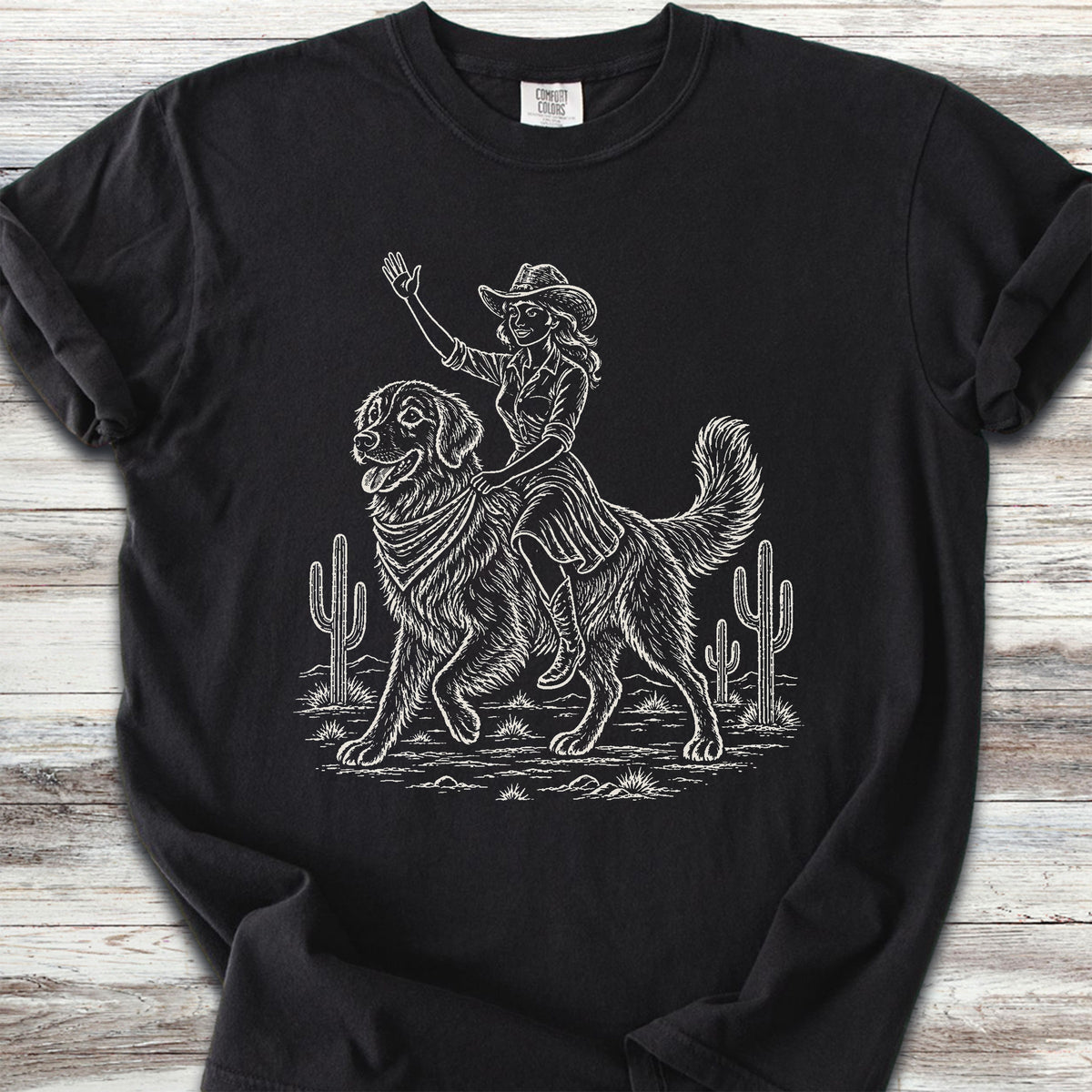 Golden Retriever Cowgirl - Black