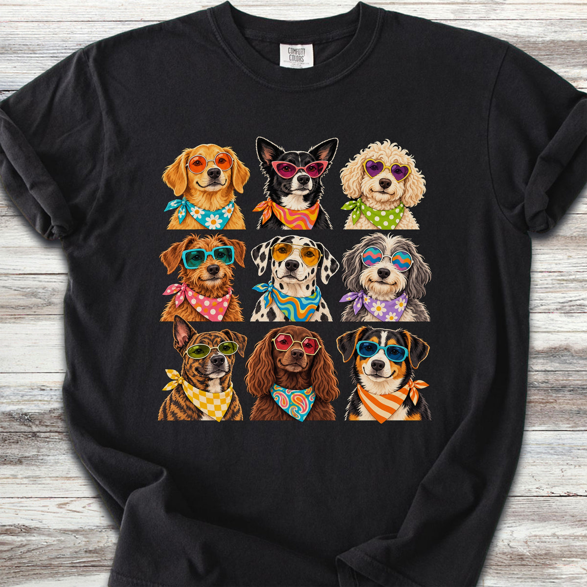 Groovy Dogs Grid - Black