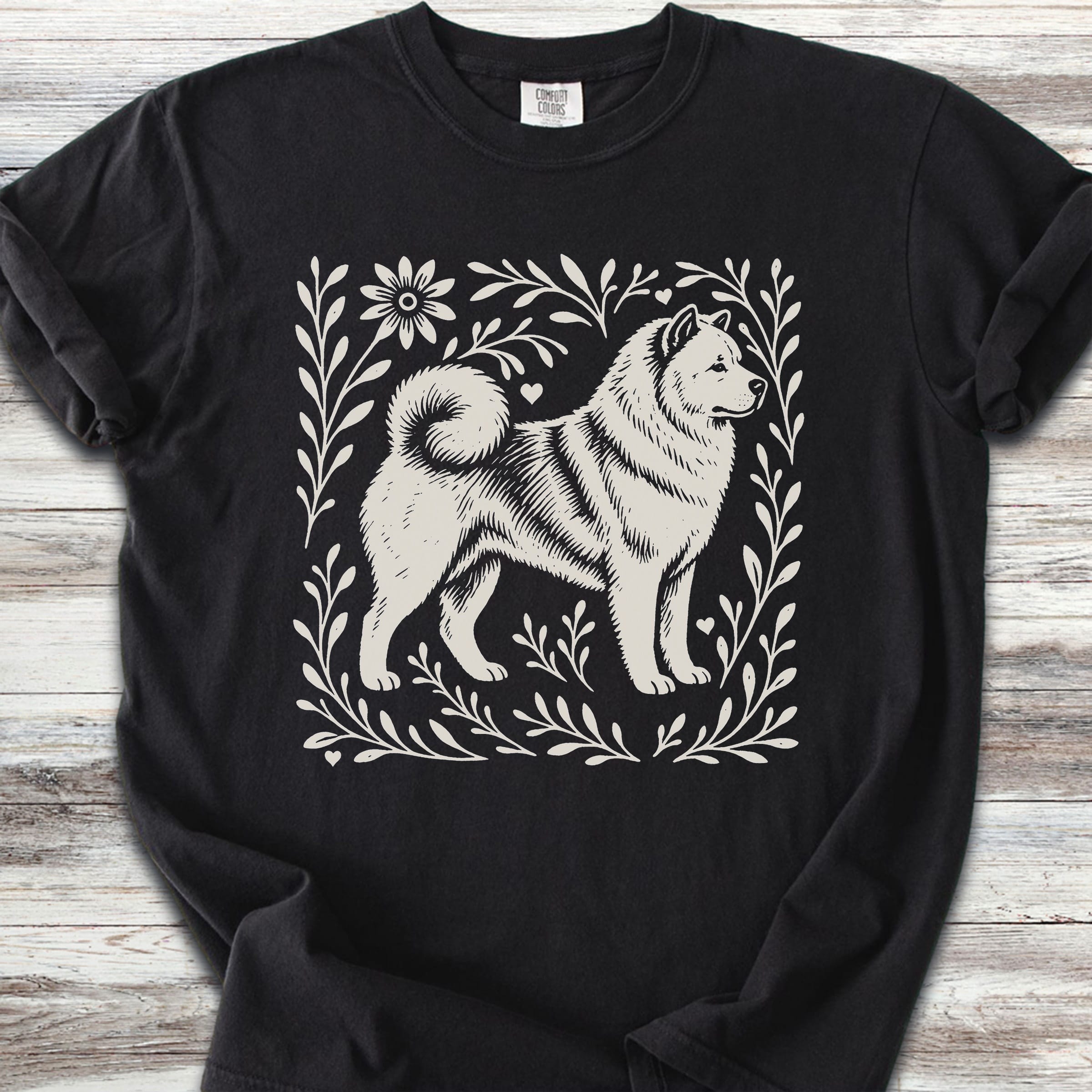 Akita Linocut - Black