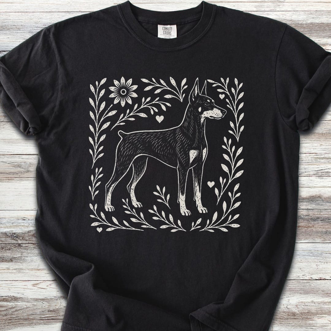 Doberman Linocut - Black