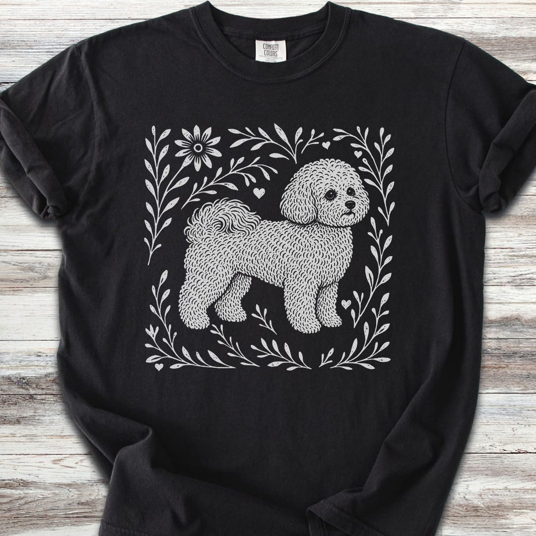 Bichon Frise Linocut - Black
