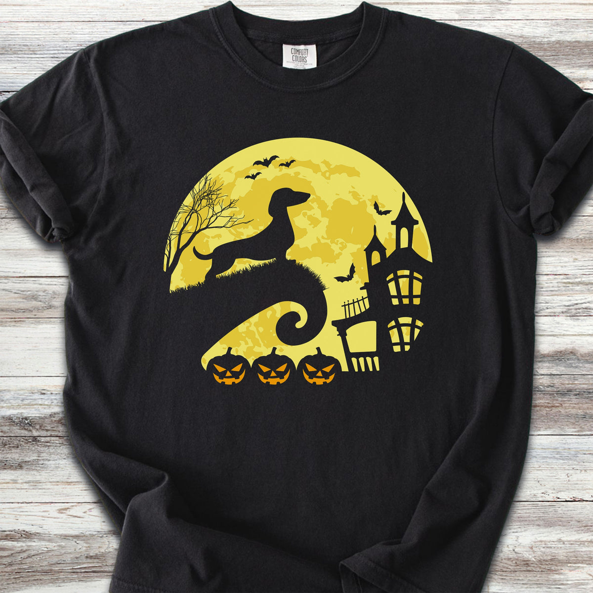 Dachshund Halloween Moon - Black