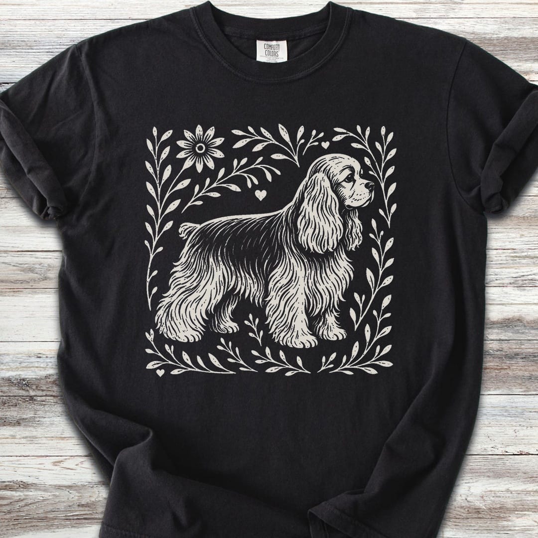 Cocker Spaniel Linocut - Black
