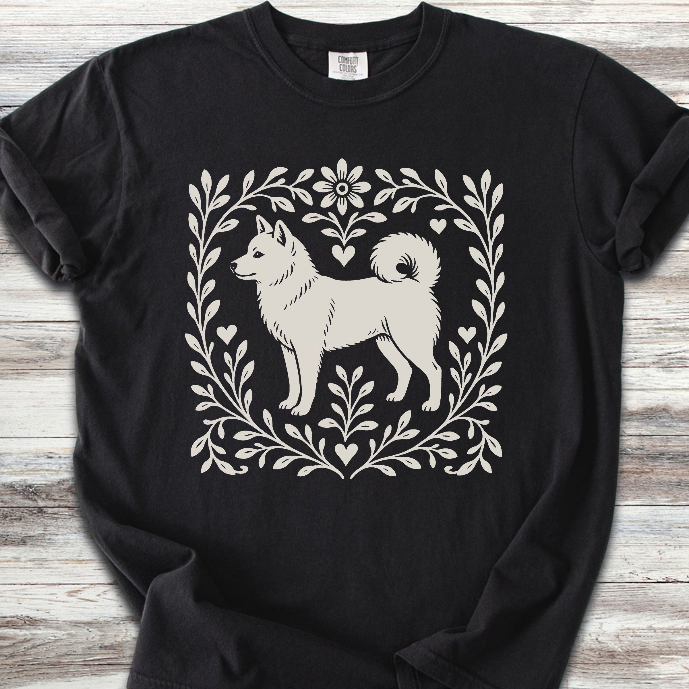 Shiba Inu Linocut - Black